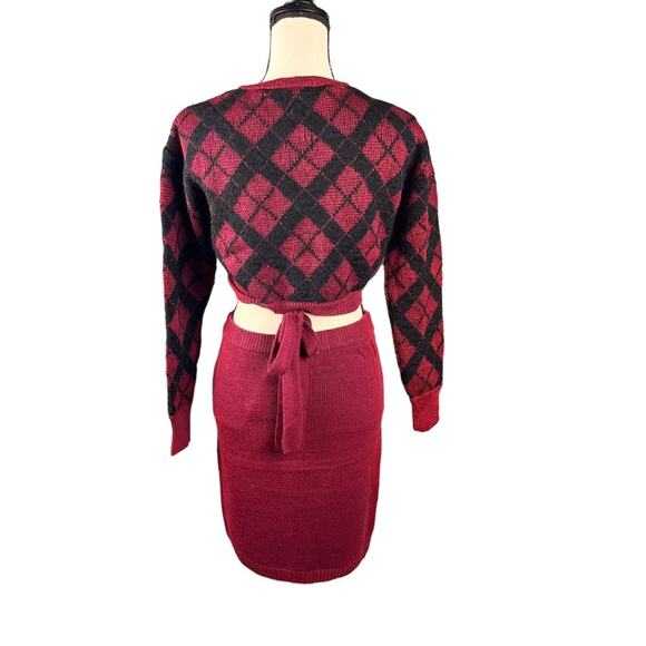 Vintage crop top mini skirt set wool blend - Picture 2 of 10